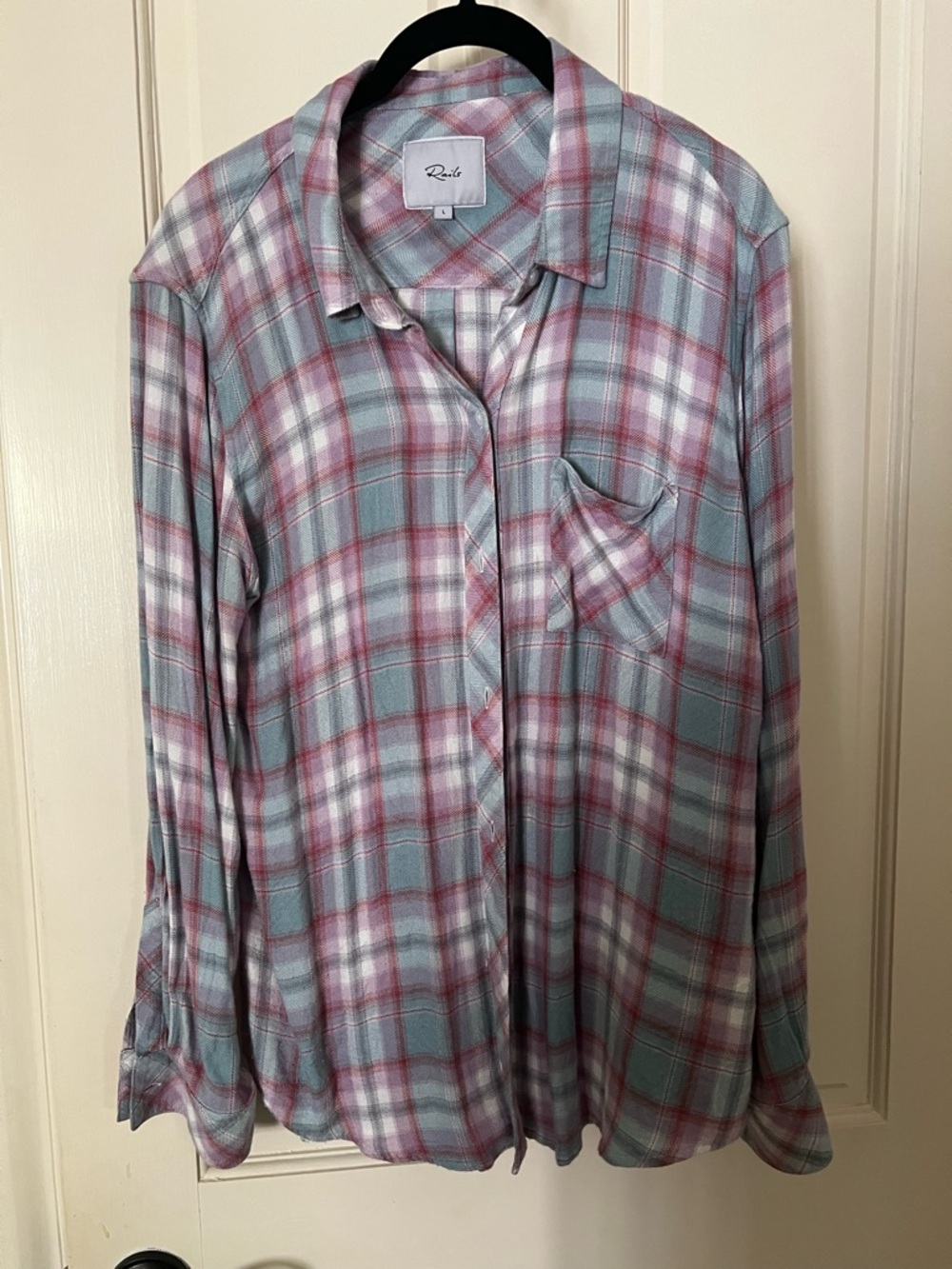 Rails Pink, Light Blue & White Plaid Button-Up Shirt